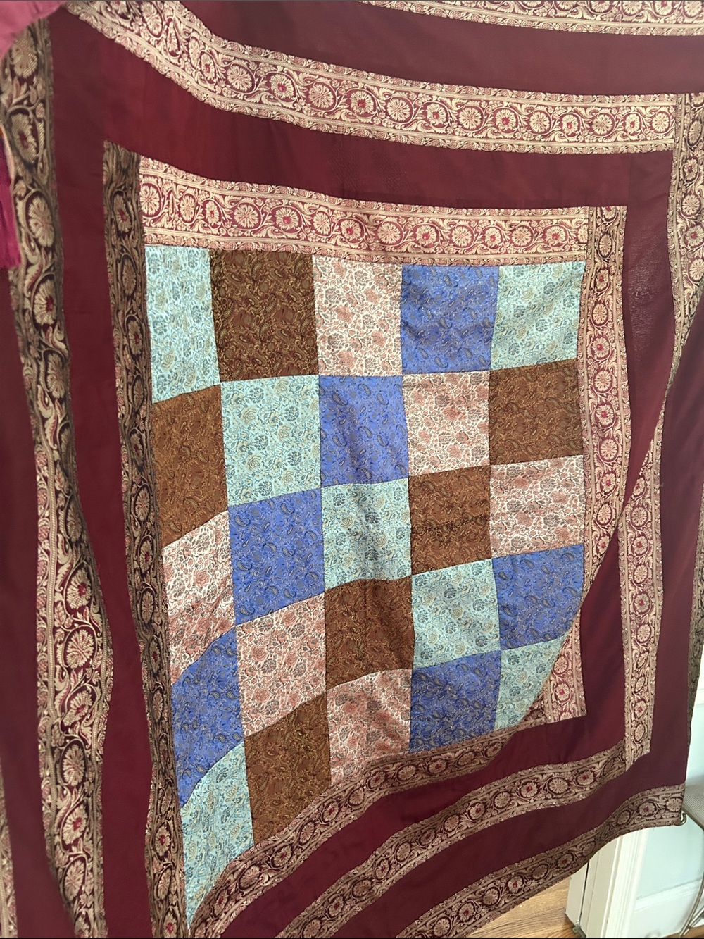 Vintage New Stock Al Jaber Gallery Dubai Patchwork Paisley Bed Coverlet 1990s